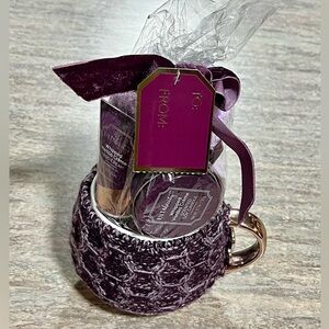 NWT Ulta Beauty purple Cozy Vanilla Creme Holiday coffee mug gift set